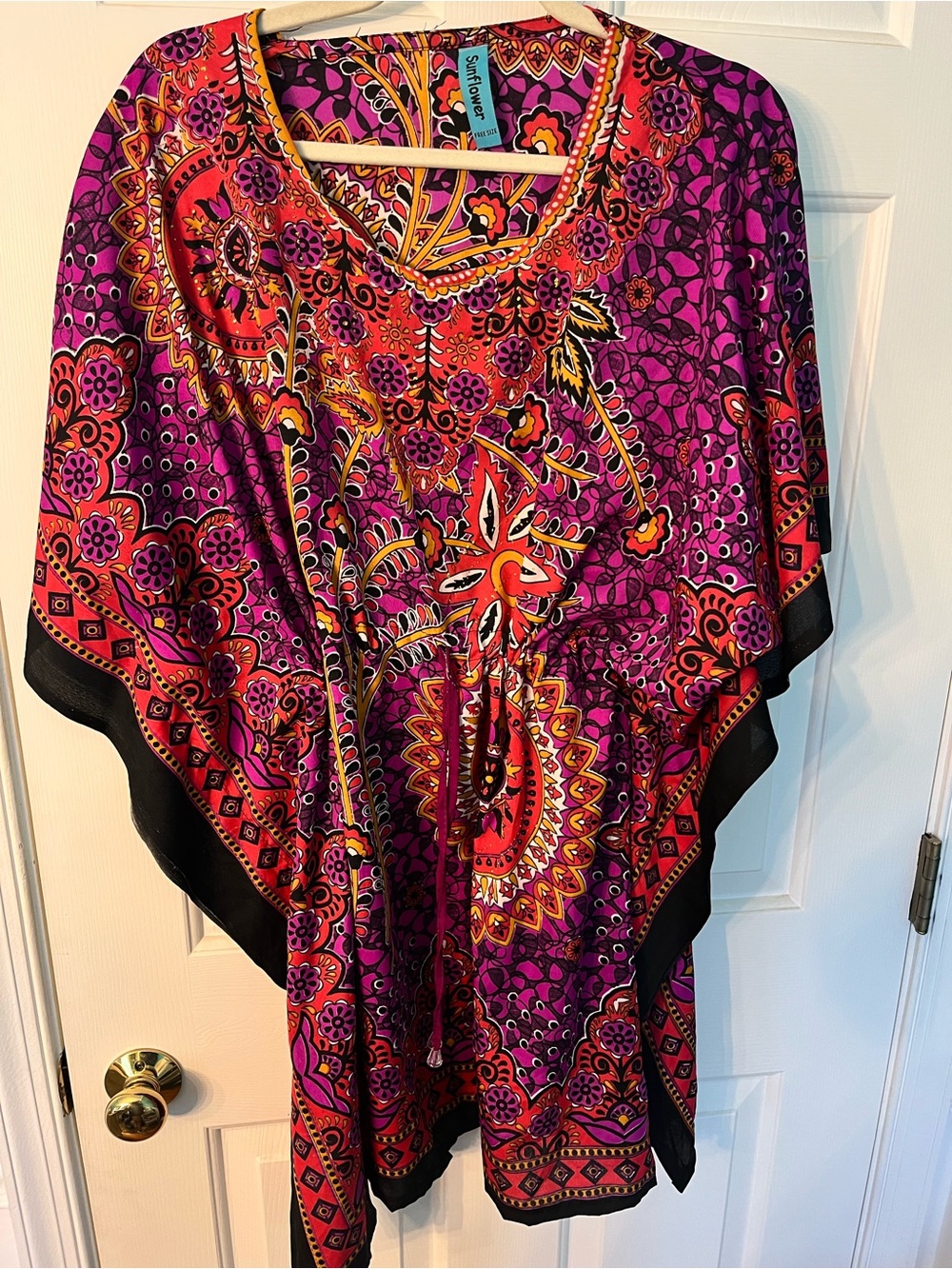 Women’s Vibrant Purple Short Kaftan Top Dress One Size Cover Up